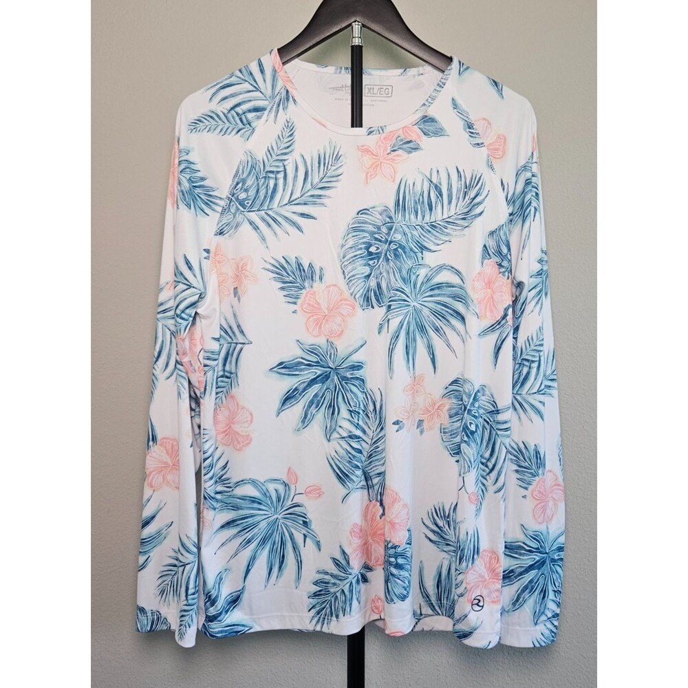 Reel Life Womens XL Tropical Print Performance Shirt UPF Fishing Beach L/S